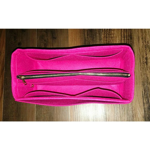 JennyKrafts Hot Pink Extra Large Organizer Felt Tote Bag with removable pouch - Picture 2 of 11